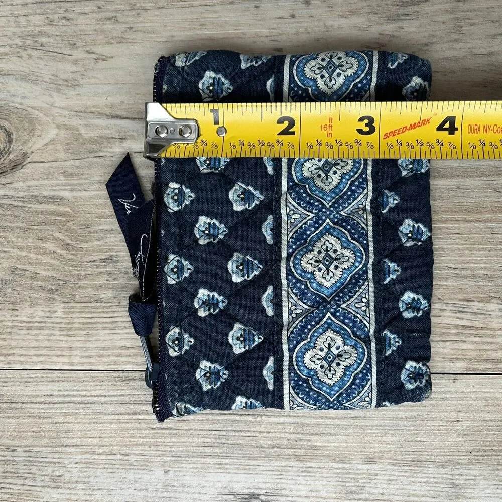 Vera Bradley Retired Pattern Blue Paisley ID Wallet Keychain Bag Charm